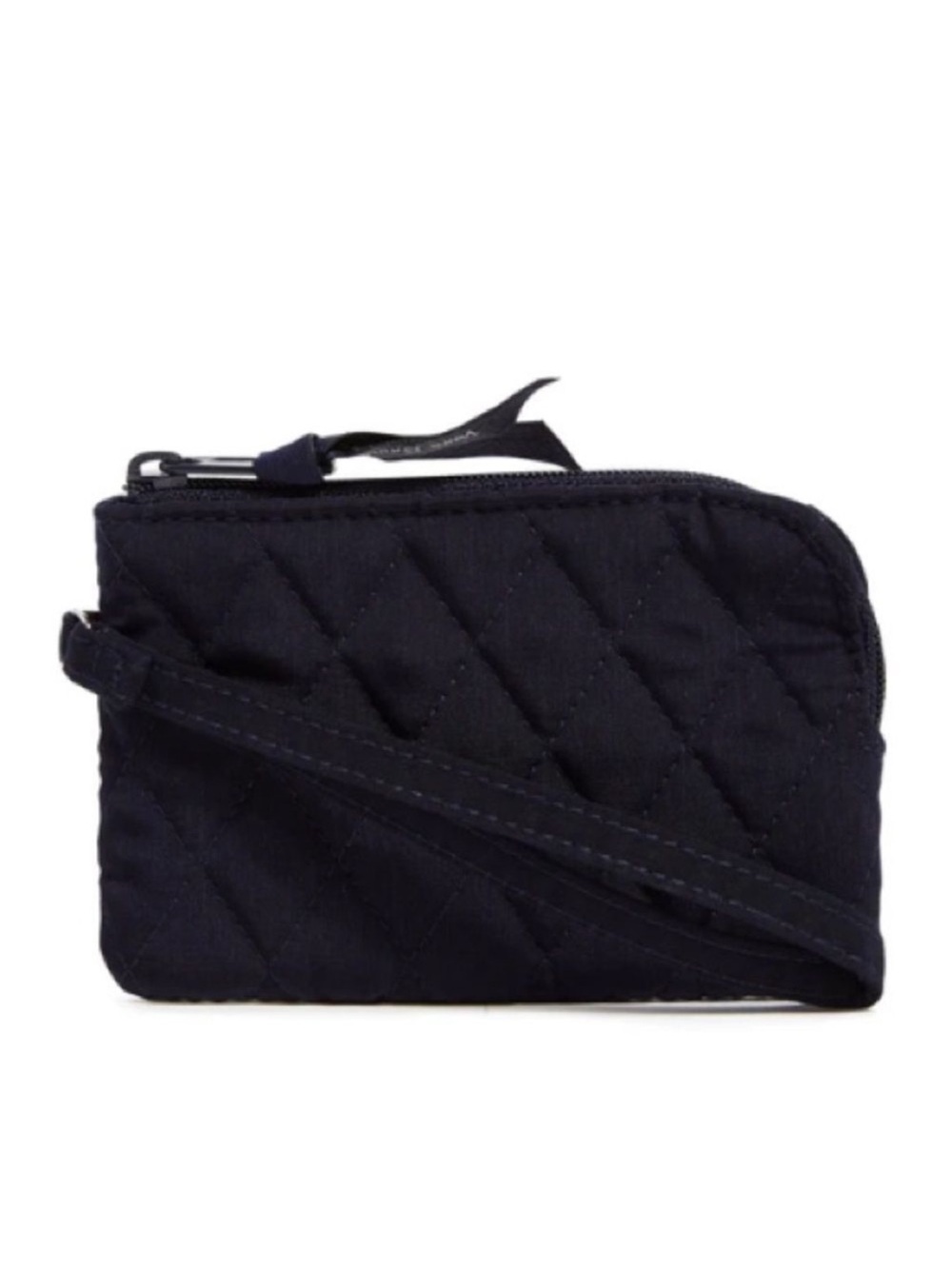 Vera Bradley Classic Navy RFID Zip-Top ID Compact Wristlet Microfiber Case